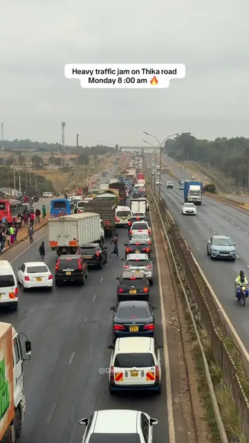 Today monday 8am thika road has experienced heavy traffic jam making cars nearly