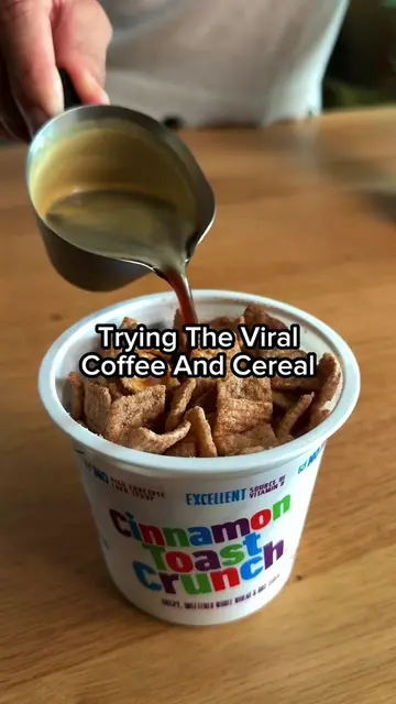 Trying the viral coffee with cereal.  #coffee #espresso #trend #cereal #mycoffee