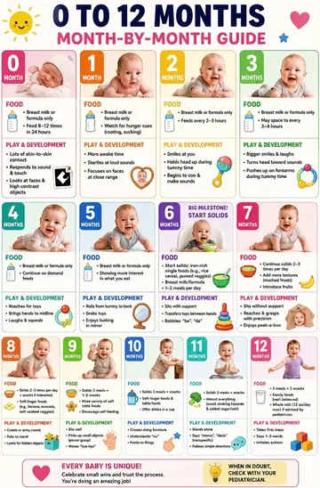 👶✨ 0–12 Month Baby Milestone Guide! Your baby changes so much in the first year