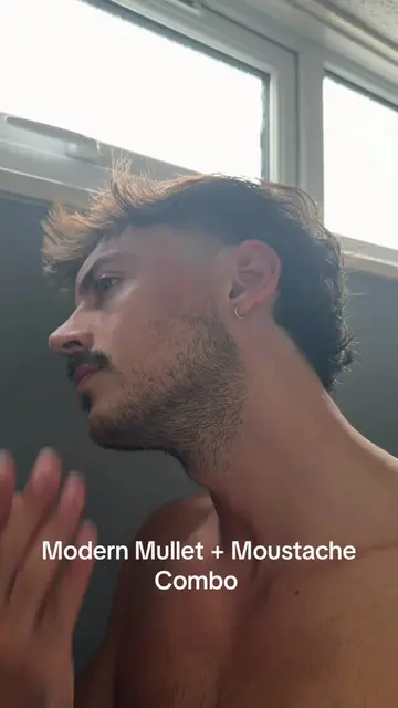Modern Mullet + Moustache Combo #shave #mustache #mullet #haircuts #modernmullet