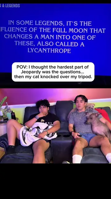 🎤 My cat tried to end my Jeopardy! career before it even started. 😂📱 Luckily,