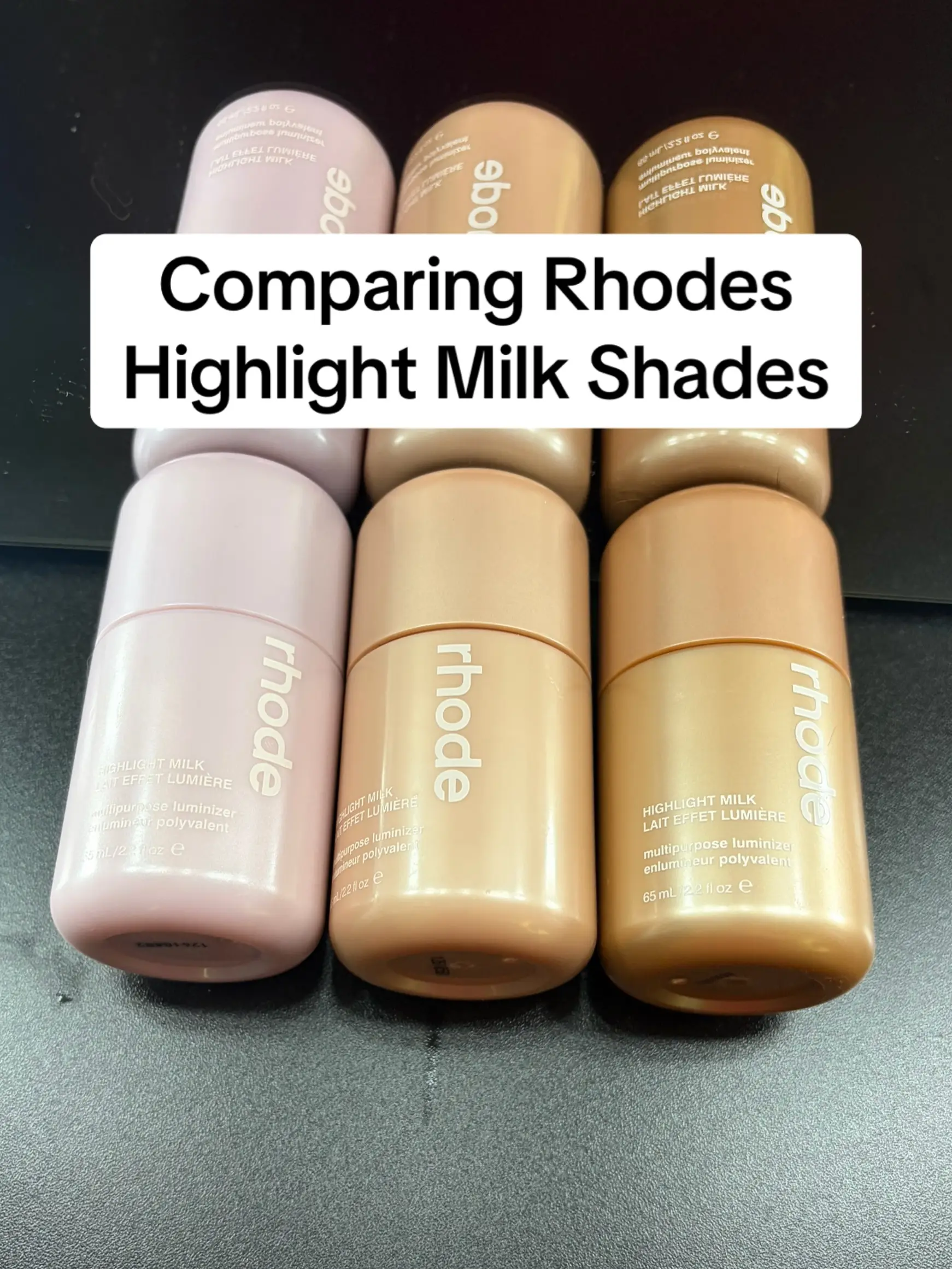 Comparing @rhode skin highlight milk shades!  #BeautyReview #rhode #rhodehighlig