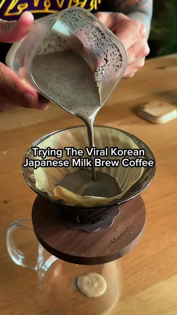Trying the viral Korean Japanese Milk Brew Coffee  #coffee #espresso #coffeetok 