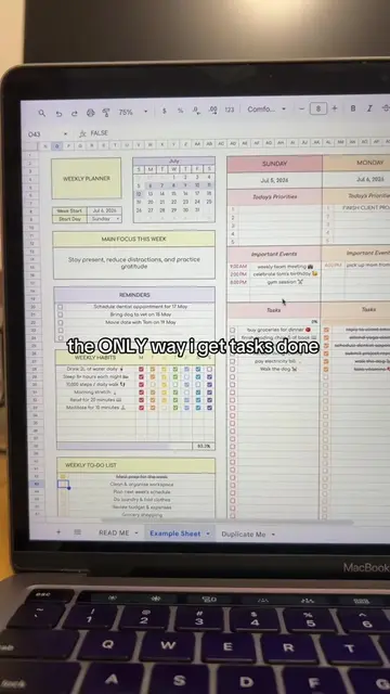 weekly planner ftw #googlesheets #fyp #productivity #foryou #motivation 