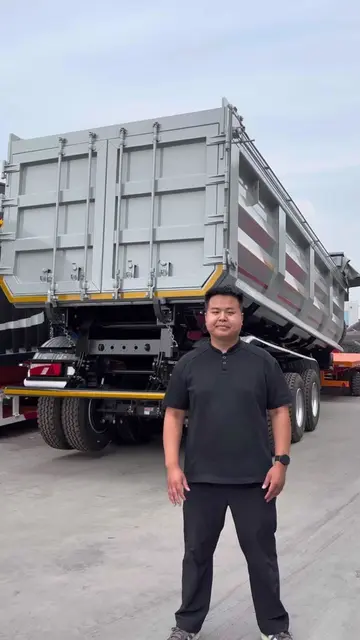 Rear dump semi-trailer, made of high-quality steel, suitable for transporting bu