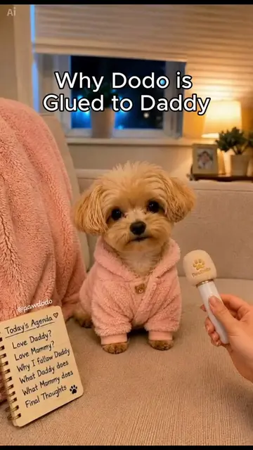 Apparently in Dodo’s 🐶 mind: Daddy = snacks 🧀   Mommy = maintenance 🧼 Tiny do