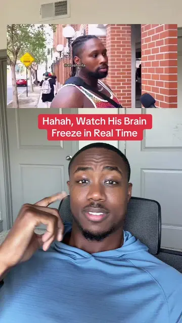 Hahah, watch his brain freeze in real time as he realizes how logically inconsis