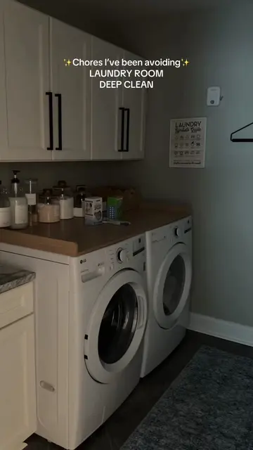 Embarrassed by the before, bragging about the ✨after✨ Deep cleaning our laundry 