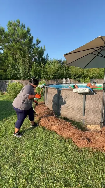 We found a SNAKE by our pool. #pooltok #poolmaintenance #abovegroundpool #backya