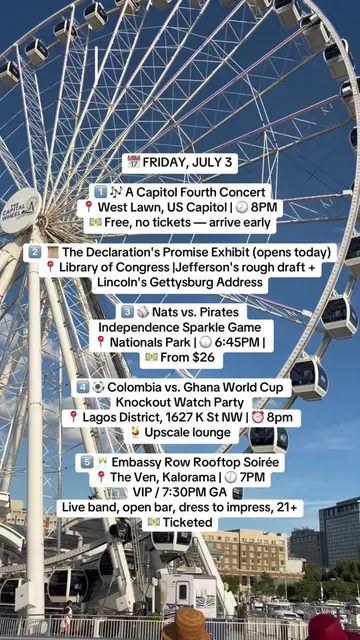 Your day-by-day DC weekend guide — July 3, 4, and 5 mapped out 🇺🇸 🚨 Save this