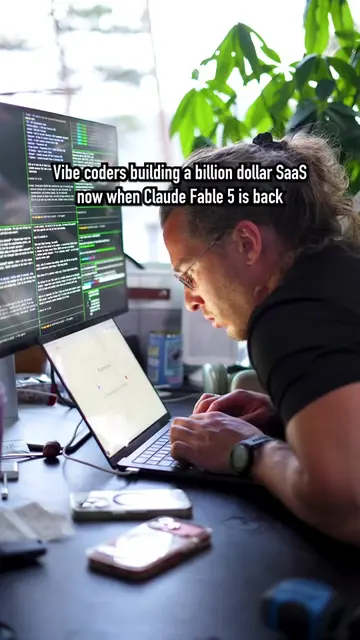 Vibe coders building a billion dollar SaaS with Claude Fable 5 . . .  #softwaree