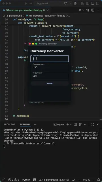 Lets Build a Currency Converter GUI in Python with Flet GUI #python #coding #pro