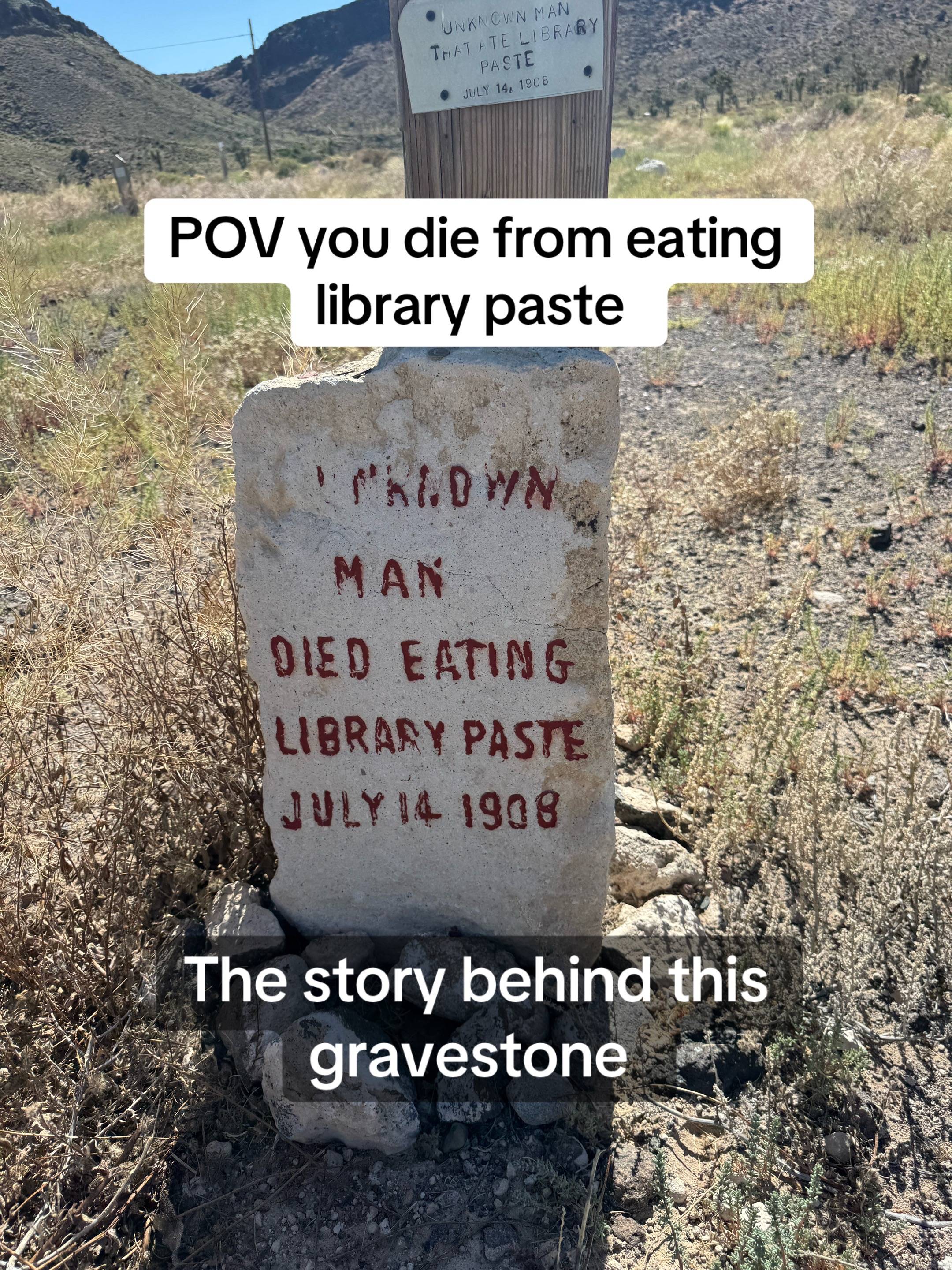 The "Paste Eater's Grave" is a headstone in the Goldfield Pioneer Cemetery in Go
