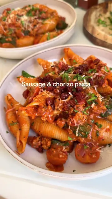 This sausage & chorizo pasta is honestly one of the best pastas I have made in a
