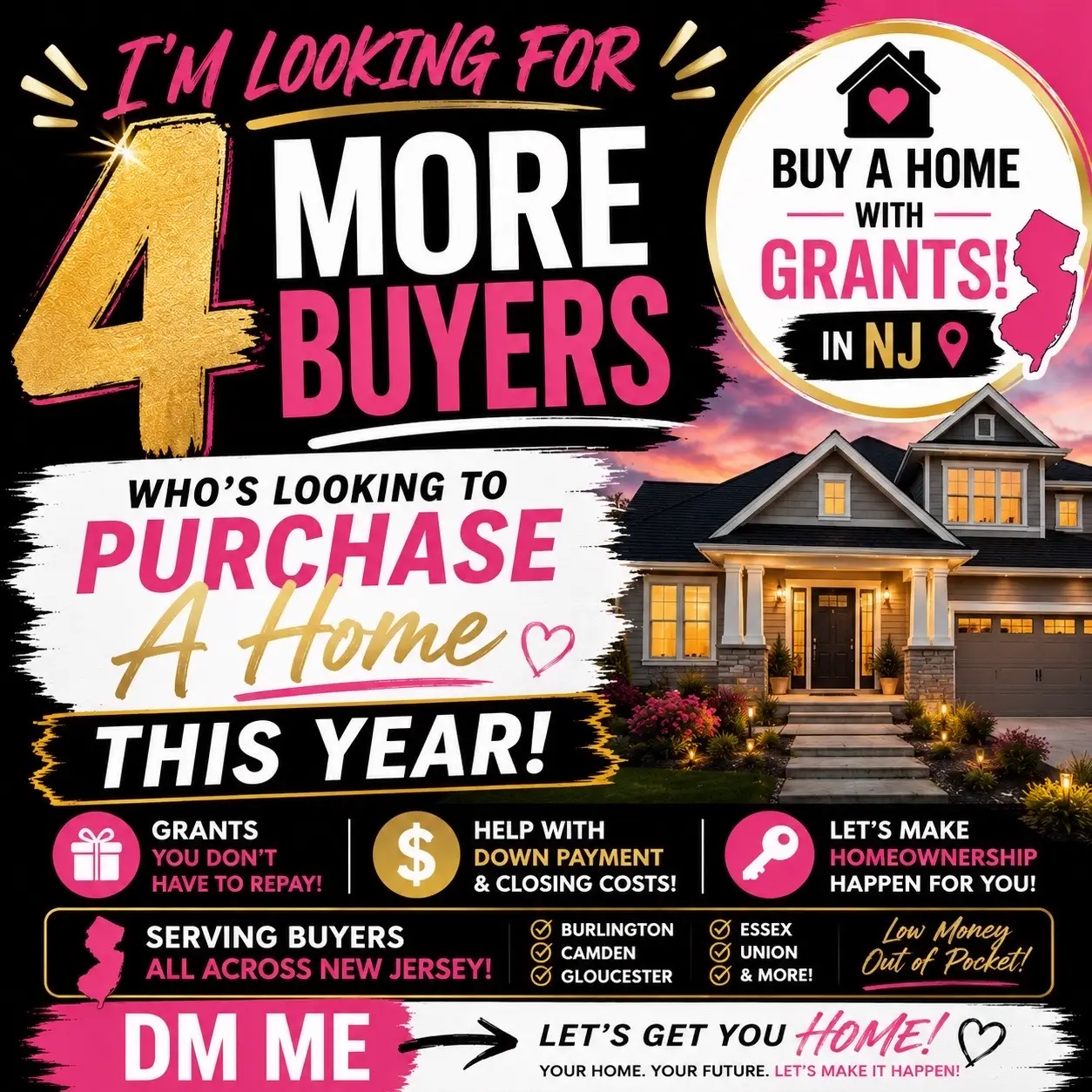 🚨 ATTENTION NEW JERSEY HOMEBUYERS! 🚨 I’m looking for 4 more serious buyers who