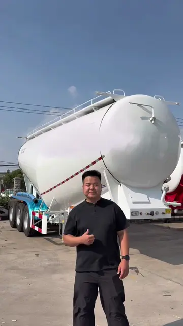 This is a high-performance bulk cement tanker semi-trailer, specially designed f