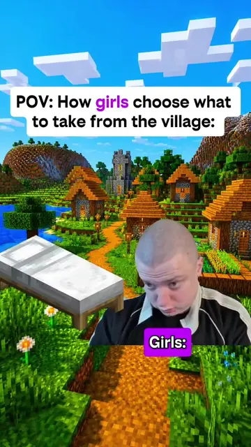 Girls raiding a Minecraft village 😂#Minecraft #minecraftmemes #gaming #fypシ  #v