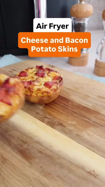 Crispy Air Fryer Loaded Potato Skins 🥔🧀🥓 Look at that legendary cheese pull! 