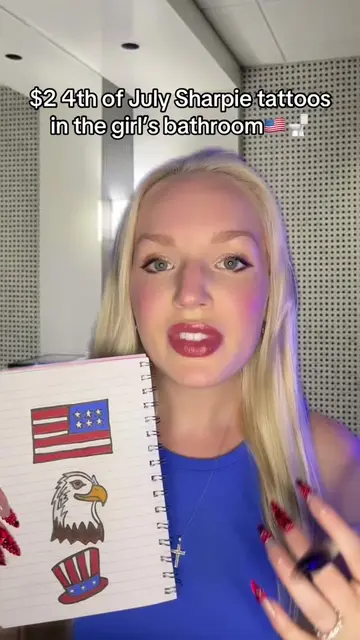 $2 4th of July Sharpie Tattoos in the girl’s bathroom🇺🇸🚽#greenscreen #asmr #s