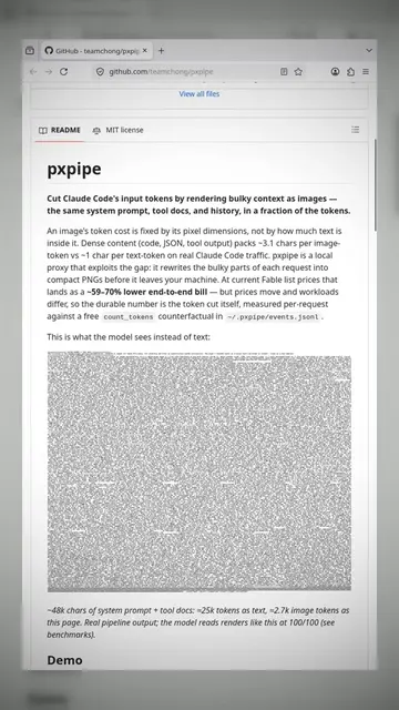pxpipe An ingenious local proxy called pxpipe is cutting AI API costs by up to s
