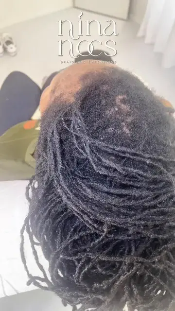 Here’s the before. This client came to me with heavy lock extensions, and this w