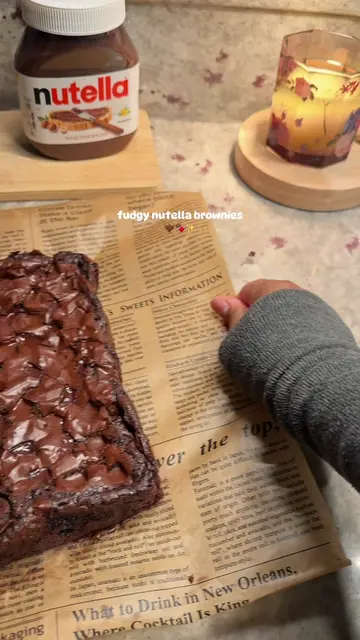 fudgy nutella brownies 🤎🍫   recipe:   ingredients: 1 cup granulated sugar (200