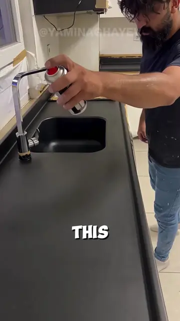 This Simple Spray Creates a Marble Finish 🤯   Credit: Khatab__omer #countertops