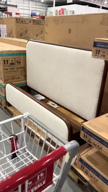 This queen upholstered bed frame from Costco is honestly so gorgeous! 😍 I love 