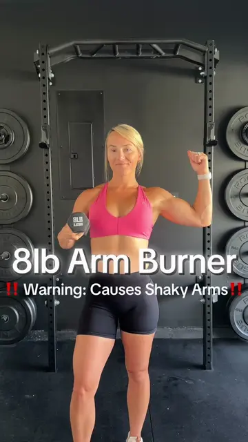 Don’t underestimate 8-pound dumbbells… my arms were trembling. 😅🔥 💪Save and t