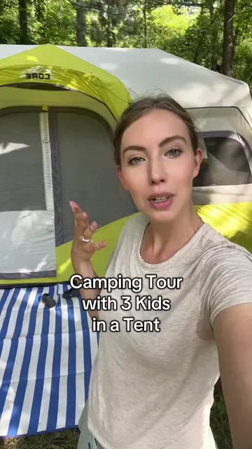 Here’s what our Camp Setup looks like with 3 Kids sleeping in a tent  #camping #