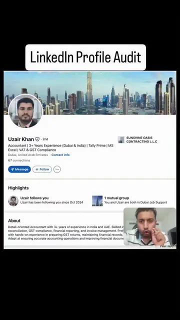 My Suggestions for Uzair: ✅ Optimize your headline with recruiter-friendly accou