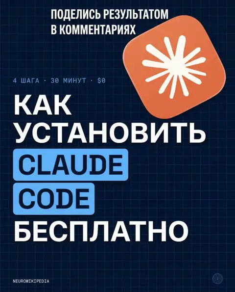 Claude Code на твоём компьютере. Бесплатно. За 30 минут. Внутри карусели - 4 шаг