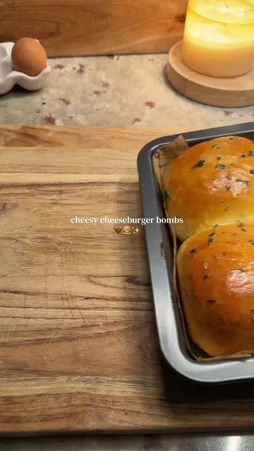 cheesy cheeseburger bombs 🍔✨ so easy and simple !!    recipe:   dough: ¾ cup (1