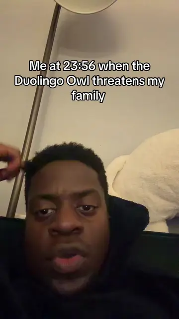 Owl threatens me > complete my Duolingo lesson > 23 hours and several threats la