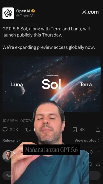 Mañana OpenAI lanza GPT 5.6 Sol, y puede destronar a Anthropic. No por ser más i