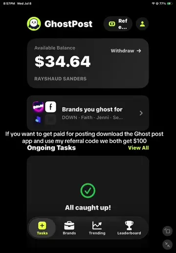 Use my GhostPost referral code RAYSHA. Earn $100 in your first 30 days! #paidtop