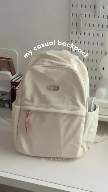 love my beige backpack 🥯🤍🍦⛅️ #begsekolah #lightweightbackpack #bagsmart #casu