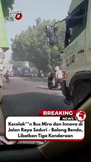 Kecelak**n lalu lintas yang melibatkan Bus Mira, mobil Toyota Innova, dan sepeda