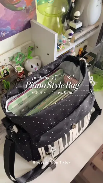 pack my piano-style bag w me ฅ(ᵔ꒳ ᵔマ.ᐟ #piano #shoulderbag #schoolbag #packmybag