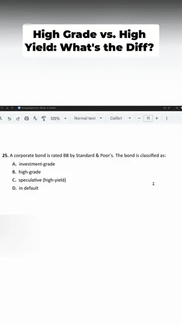 SIE Exam Questions :Corporate Bonds: High Grade vs. High Yield Know the differen