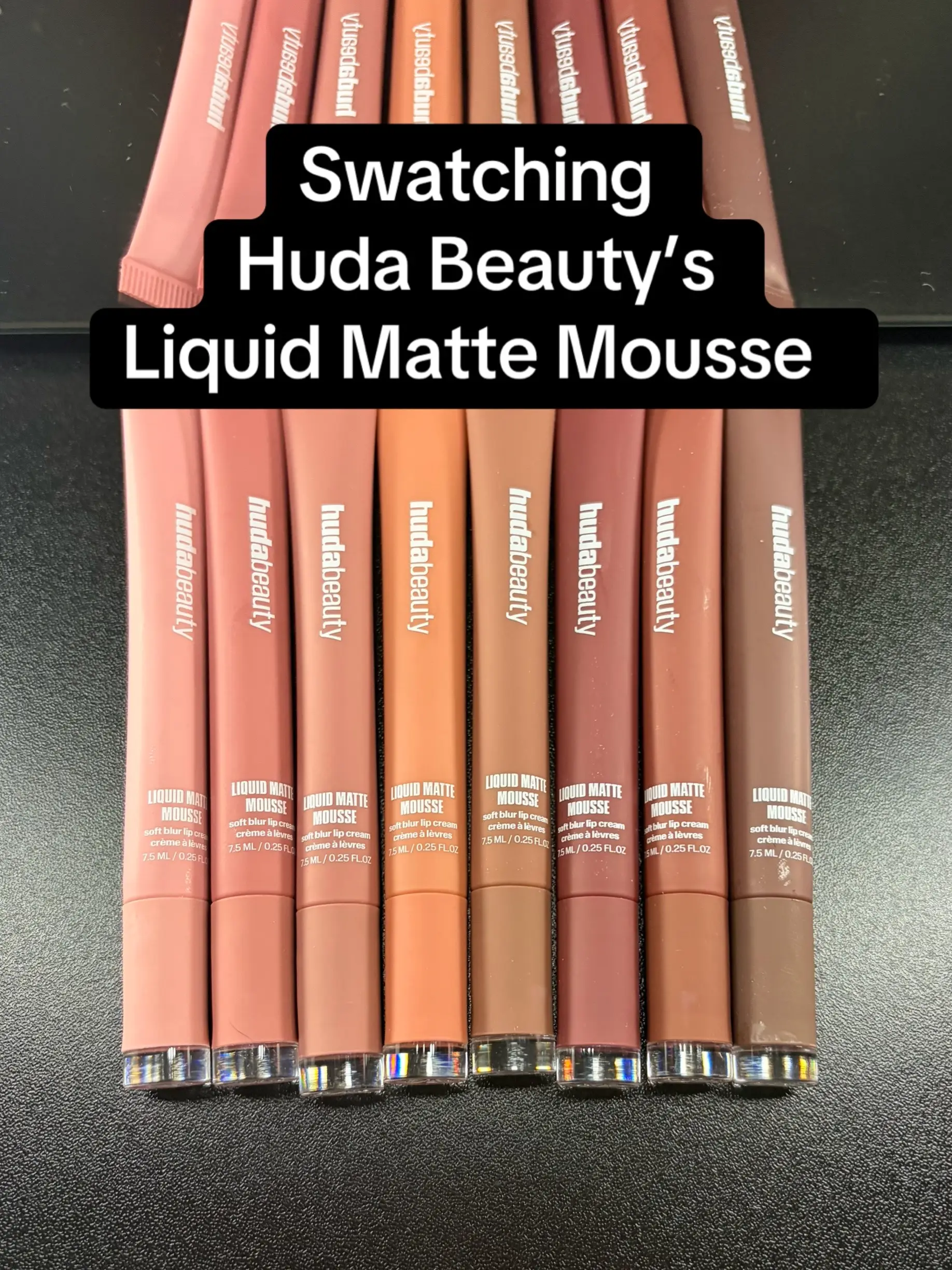 @hudabeautyshop @Huda Beauty new liquid matte mousse soft blur lip cream swatche
