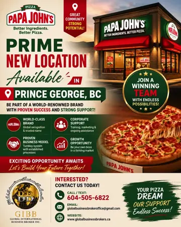 🍕 Bring a World-Renowned Pizza Brand to Prince George! Your opportunity to own 