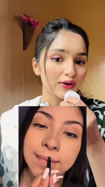 কাজল দিয়ে লিপস্টিক দিতে গিয়ে ঠোঁটের কি অ*বস্থা হলো?😑⁉️  #kajol #kajal #kajall