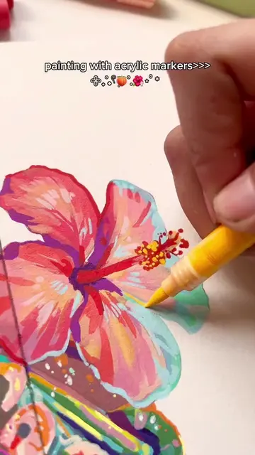 the summer spread's coming together nicely🌺 sketchbook ideas: painting hibiscus