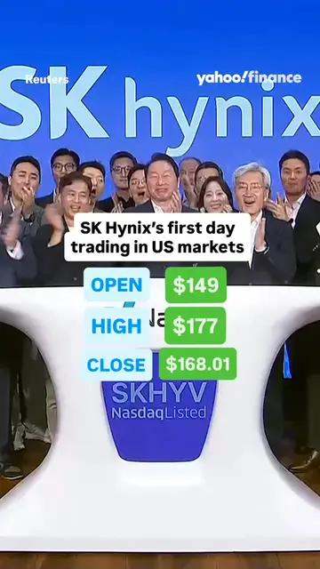 SK Hynix's stock pops in its US market debut, closing at $168.01. 📈 #skhynix #s