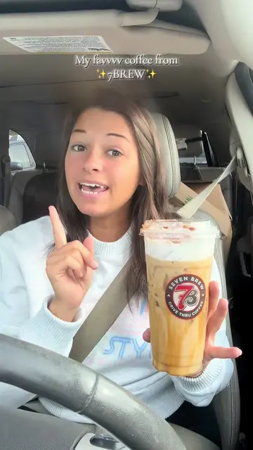 My fav fav favvvv coffee from @7brewcoffee! Iced Almond Milk Latte +2 scoops coo