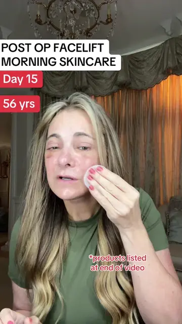 Day 15 post op facelift.  Morning skincare routine starting to work actives back
