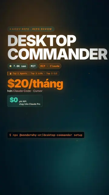 Trả 20 đô/tháng, sai AI code cả ngày mà KHỎI đốt tiền API 🔥 Desktop Commander —