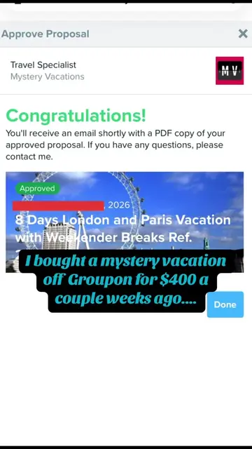 I bought a mystery vacation off Groupon for $400 a couple weeks ago.... Got the 