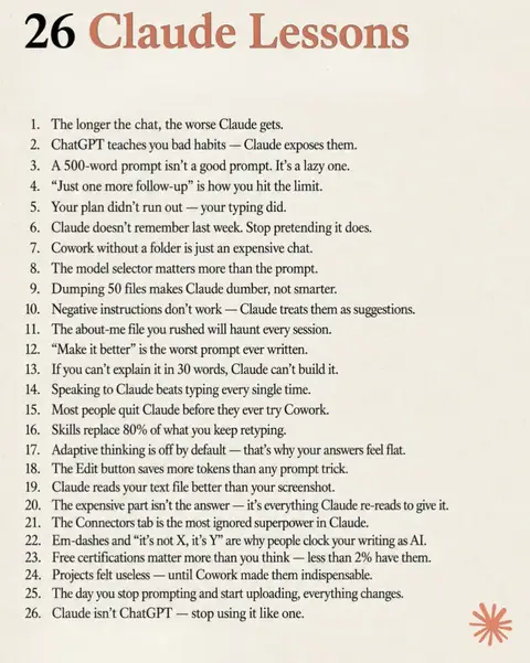 I've put together 26 lessons learned on the way so you don't have to #Claude #ai